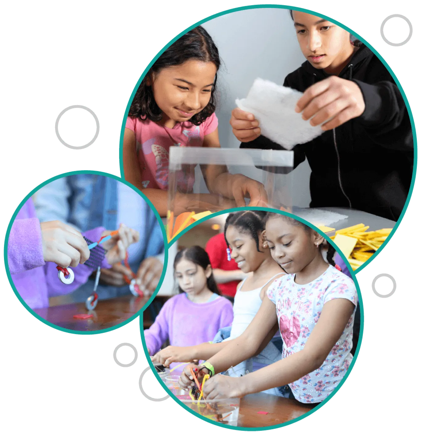 A collage of photos showing youth participating in YES acitivies.